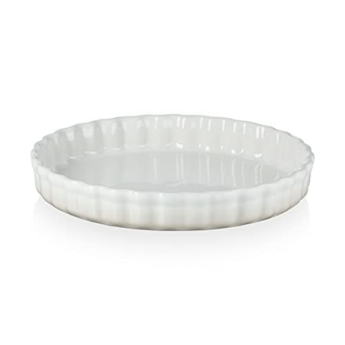 Image of Le Creuset Heritage Fluted Flan Dish, Stoneware, 28 cm, 1.82 kg, Meringue, 71120287160001