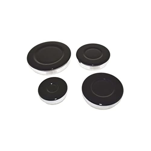 Image of Ufixt Universal Gas Hob Burner Set | 4 Piece Base and Cap Kit | 55mm 75mm 100mm Sizes | compatible with Beko and Belling
