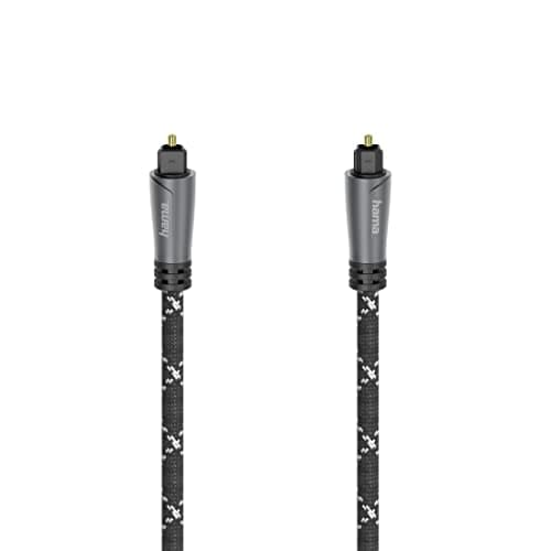Image of Hama 205140 Audio Fibre Optic Cable, ODT Plug (Toslink) 3 m, Metal Plug, Robust Cable Sheath with Aramid Fibre for Transmitting Digital Audio Signals, black