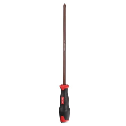 Image of sourcing map PH4 Phillips Screwdriver #4 14.96" Magnetic Screwdrivers 5.12" Heat-Treated S2 Alloy Steel with Ergonomic Handle for DIY Repairing, Red Brown