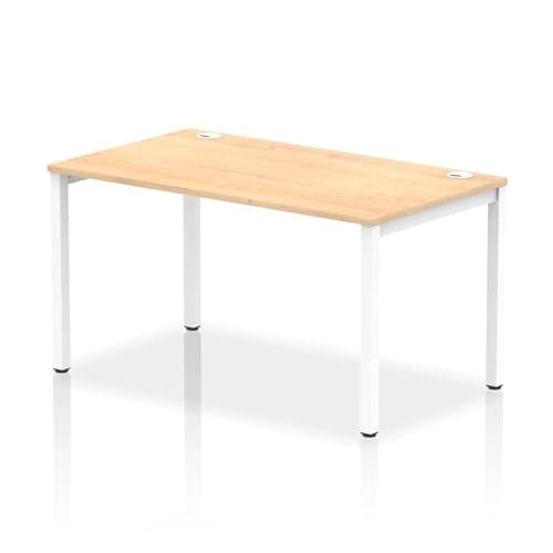 Image of Mr Office Impulse Single Starter Bench Desk - 800mm deep, White Frame, Maple, 1400