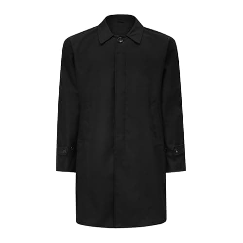Image of Allthemen Mens Trench Coat Classic Casual Mid Length Jacket Lightweight Windbreaker Overcoat for Spring Autumn Black L