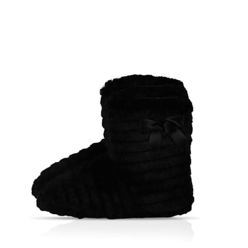 Image of A2Z Ladies Slipper Cozy Memory Foam Bootie Faux Fur Warm Winter Soft Comfy - SLPR LDS AZ31916 Black 5/6 UK