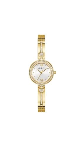 Image of GUESS Women's 27mm Watch, Gold Tone/Gold Tone/White, One Size, Classic