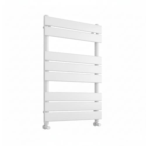 Image of Greened House Richmond Heated Towel Rail Flat Panel Bathroom Towel Radiator Central Heating (White, 500mm W x 800mm H)