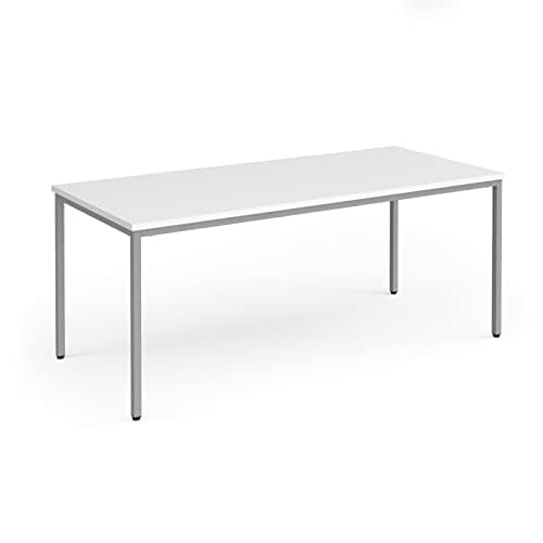 Image of Mr Office Flexi 25 rectangular table with silver frame 800mm deep, 1800, White