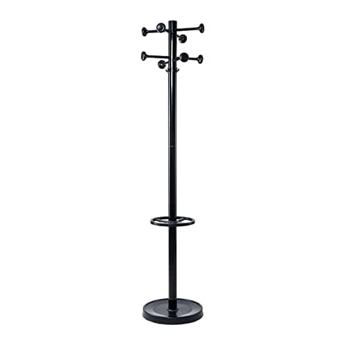Image of Maul Coat Stand Height 175 cm Free-Standing Rotating Clothes Stand with 16 Hooks Sturdy Steel Black Gloss