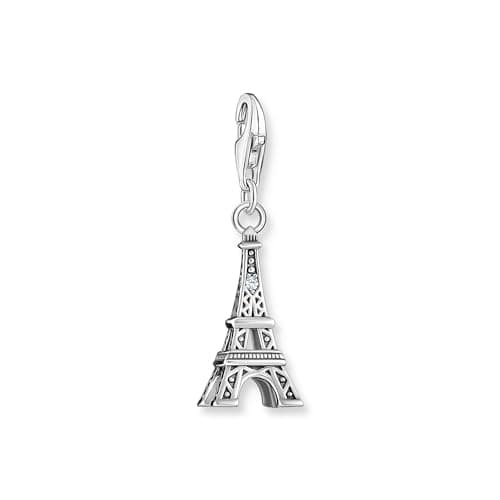 Image of Thomas Sabo Silver charm pendant with Eiffel Tower and white zirconia 925 Sterling Silver, Blackened