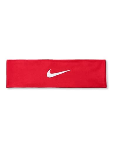 Image of Nike Men's Dri-Fit Fury Classic Headband, Running, Fitness, Training, Sports Hairband, Sweat-Wicking, University Red/White/White, One Size