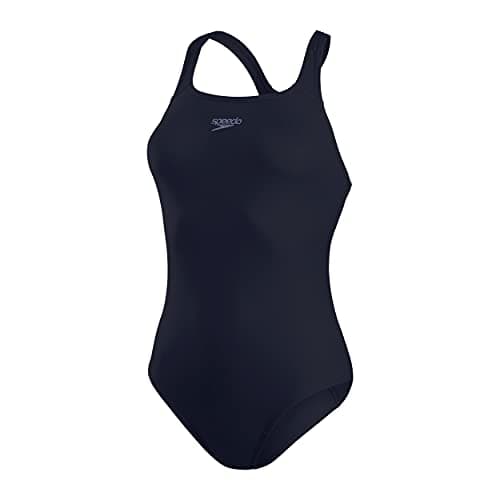 Image of Speedo Women's Eco Endurance+ Medalist Swimsuit| Athletic Fit | Classic Design| Recycled Fabric | Chlorine Resistant | Extra Flexibility, True Navy, 34