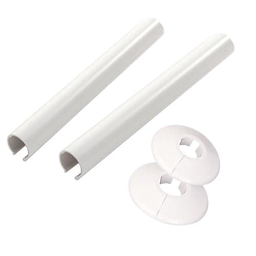 Image of Talon Snappit Radiator Pipe Covers 15mm – White Snap-On Pipe Cover and Collar Covers for Radiator Pipes – Decorative Pipe Covers for Heating Pipework – 2 Pack