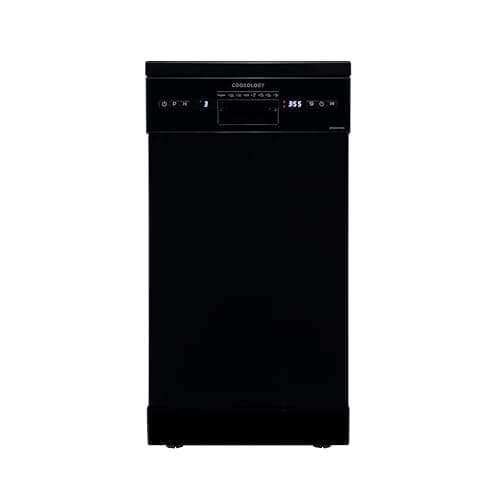 Image of Cookology CFSD4510 Slimline Freestanding Dishwasher in Black - 45cm Width - Compact Design - 10 Place Settings - 6 Wash Cycles - LED Control Panel - 8 Hour Delay Timer - Ideal for Small Families