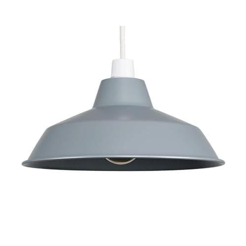 Image of MiniSun | Retro Style Gloss Grey Metal Reflector Ceiling Light Shade | Pendant Lights, Home Décor & Improvement Essential | 28cm Shade Width
