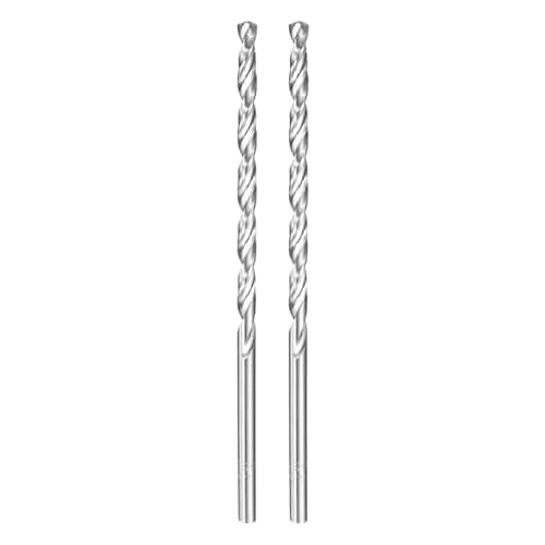 Image of sourcing map 2pcs Twist Drill Bit 4.5mm Dia 125mm (4.92") Extra Long High-Speed Steel Spiral Jobber Drill Bits Fully Ground Drilling Tools for Wood Plastic Aluminum Thin Metal Sheet