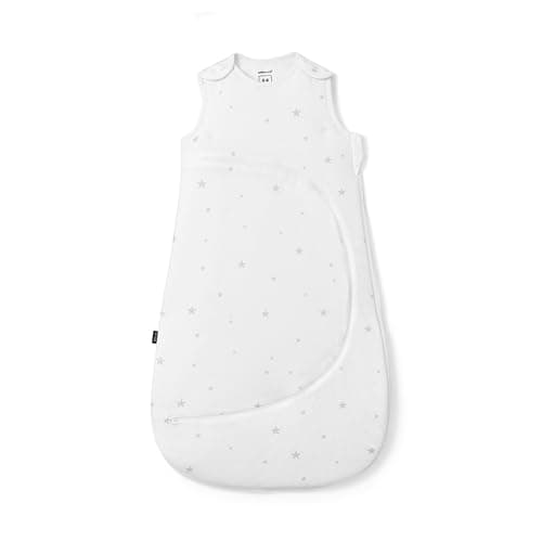 Image of Snuz Baby Sleeping Bag with Nappy Zip - For Easy Nappy Changes, Super Soft Cotton Sleeping Bags with Easy Fit Poppers, Meets British Safety Standard, White Star, 2.5 Tog 0-6M