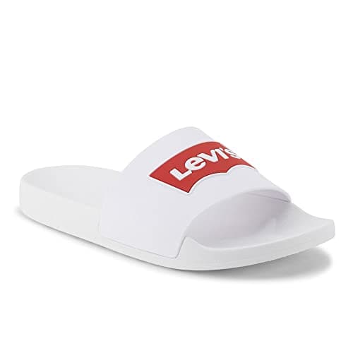 Image of Levi's Mens Batwing Slide 2 Slip-on Sandal Shoe, White, 12 UK