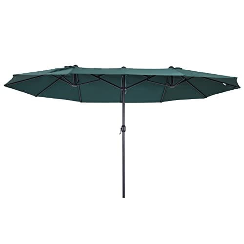 Image of Outsunny 4.6m Large Garden Parasol Double-Sided Sun Umbrella Patio Market Canopy Shade Outdoor Dark Green - NO BASE