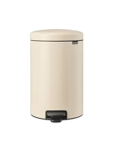 Image of Brabantia - NewIcon Pedal Bin 20L - Medium Waste Bin for Kitchen or Bedroom - Soft Closing Lid - Light Pedal Operation - with Removable Inner Bucket - Non-Slip Base - Soft Beige - 29 x 38 x 47 cm