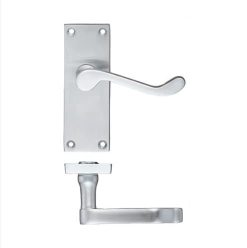 Image of Golden Grace Victorian Scroll Lever Latch Door Handles in Satin Brushed Chrome Finish, 1 Pair - 120mm Long