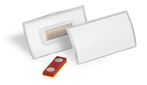 Image of Durable Click Fold Name Badge - 40 x 75mm with Magnet - Anti-Twist - Made from Polypropylene - Pack of 10 - Transparent - Perfect for Events & Exhibitions