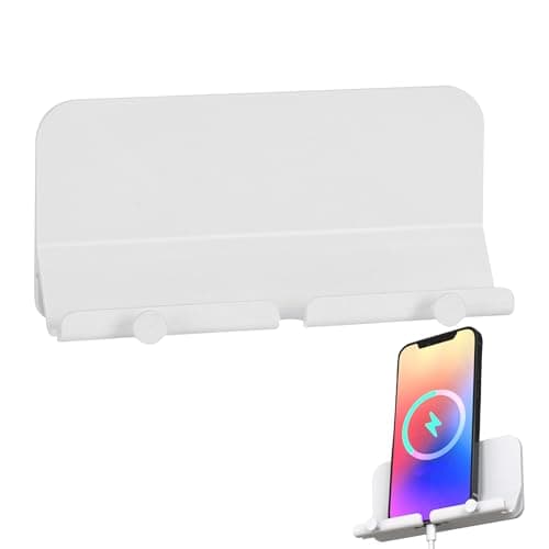 Image of Huxibai Wall Phone Holder | Cell Phone Wall Mount,Stand Shelf Adhesive Storage Rack for Smartphone Tablet Home Bathroom Living Room Kitchen Studio Shower Cabinet Garage
