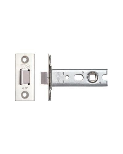 Image of Kooples Hardware Heavy Duty Tubular Latch 76mm for Mortice Knobs – 45° Turn Architectural Latch with Satin Stainless Steel Forend – 57mm Backset – Fixings Included