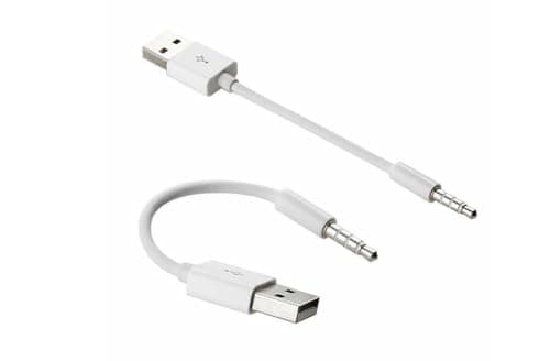 Image of Mr.Gadget's Solutions USB Date Cable Replacement for iPod Shuffle Charger Cable,(2-Pack) 3.5mm white