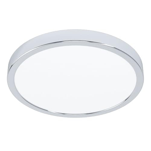 Image of Eglo LED Flush Ceiling Light Fueva 5, Ø 11 inches, Round Bathroom Lighting Made of Metal in Chrome Colour and White Plastic, Neutral White lamp, IP44