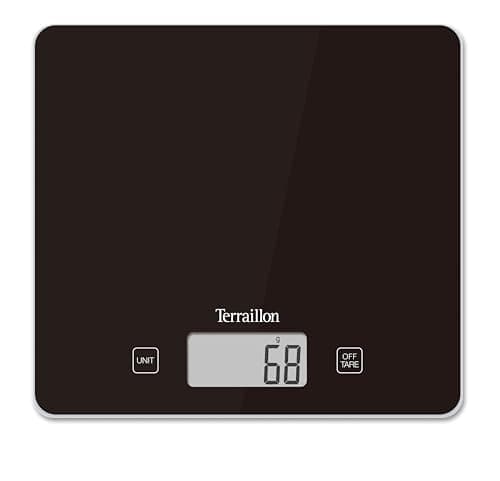 Image of Terraillon Kitchen Scales, Tare, Liquid Conversions, Ultra-Fine, 5 kg Capacity, Classic, Black