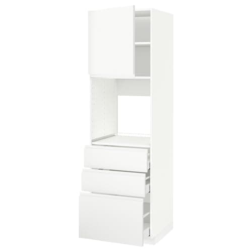 Image of ProTuning METOD/MAXIMERA High cab f oven w door/3 drawers, white/Voxtorp matt white, 60x60x200 cm