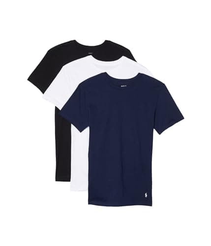 Image of Polo Ralph Lauren Slim Fit w/Wicking 3-Pack Crew Undershirts, Andover Heather/Bali Blue/Cruise Navy 2, XL
