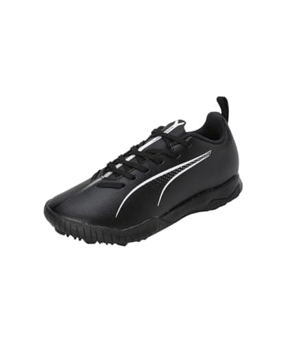 Image of PUMA Unisex Youth Ultra 5 Play TT JR Soccer Shoe, PUMA Black-PUMA White, 5.5 UK