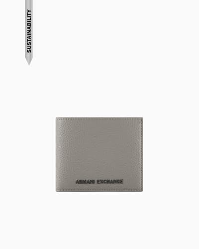 Image of Armani Exchange Men's Madrid, Essential, Metal Logo Bi-Fold Wallet, Driftwood