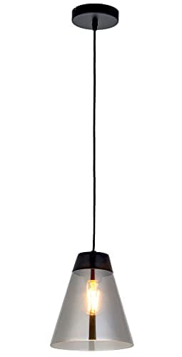 Image of National Light Pendant Light – Industrial Ceiling Lamp Black Ceiling Light With Glass Lamp Shade – Ceiling Mounted Hanging Pendant – Height Adjustable Lamp for Kitchen Island hallway bedroom - LED E27