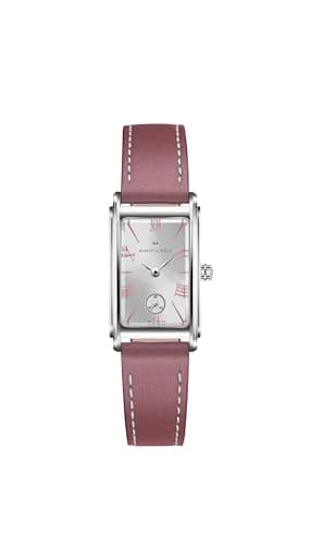 Image of Hamilton American Classic Ardmore Swiss Quartz Watch 18.7mm x 27mm, Silver Dial, Pink Leather Strap (Model: H11221814), Silver, Classic