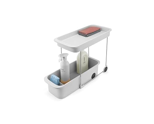 Image of Joseph Joseph CupboardStore 2-tier Easy Access Wheeled Storage Caddy, Under Sink Kitchen Organiser, Recycled Plastic