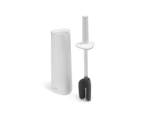 Image of Joseph Joseph Flex 360 Silicone Toilet Brush & Holder, 360 Clean, Anti-Drip, Replaceable Head, White