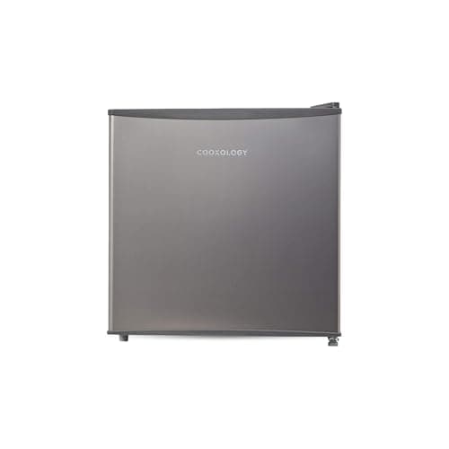 Image of Cookology MFR45SS Small Table Top Mini Fridge in Silver - 45 Litre Capacity - For Counter Tops - Reversible Door - Adjustable Temperature Control & Legs - With Chiller Box