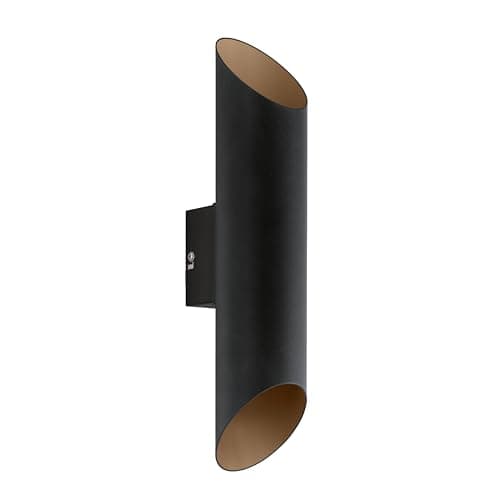 Image of Eglo Agolada LED Up and Down Outdoor Light, Exterior Wall Lamp in Black Galvanized Steel and Copper, IP44