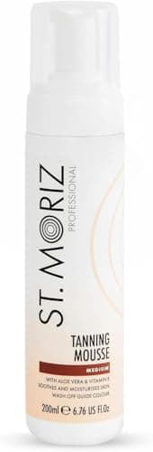 Image of St Moriz Professional Instant Tanning Mousse in Medium | Fast Drying Vegan Fake Tan | With Aloe Vera & Vitamin E | For Streak Free Medium Golden Glow | Dermatologically Tested & Cruelty Free | 200ml