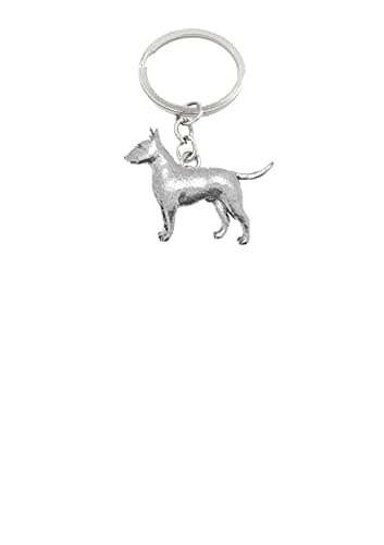 Image of English Bull Terrier PP-D23 Dog made of fine English Pewter on a split ring keyring