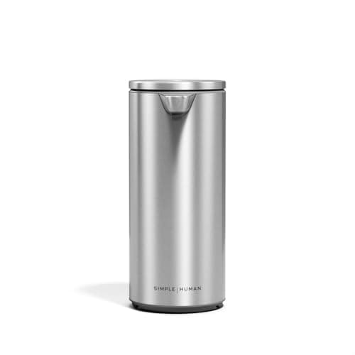 Image of simplehuman 266ml Sensor Pump, Rechargeable Automatic Liquid Soap Dispenser, Variable Dispense, No-drip Valve, IP67 Waterproof, Brushed Stainless Steel, ST1082