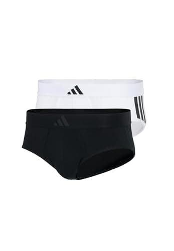 Image of Adidas adidas Men's Undergarment Slip 2er Pack – Low Rise Brief (2pk) – Active Flex Cotton 3 Stripes Men's Underwear, Black/White_4am007, L
