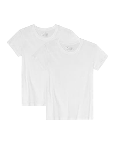 Image of DANISH ENDURANCE Womens T Shirts, Organic Cotton Ladies Tops, Soft Crew Neck T-Shirts for Women, 1 & 2-Pack, Pure White 2 Pack, M