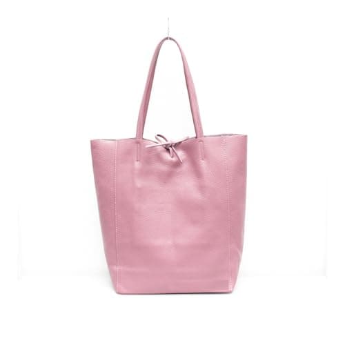 Image of AN Direct Ladies Handbags Soft Italian Real Leather Shopper Tote Bags Women Girls College Shoulder Handbags for Women (Dusty Pink)
