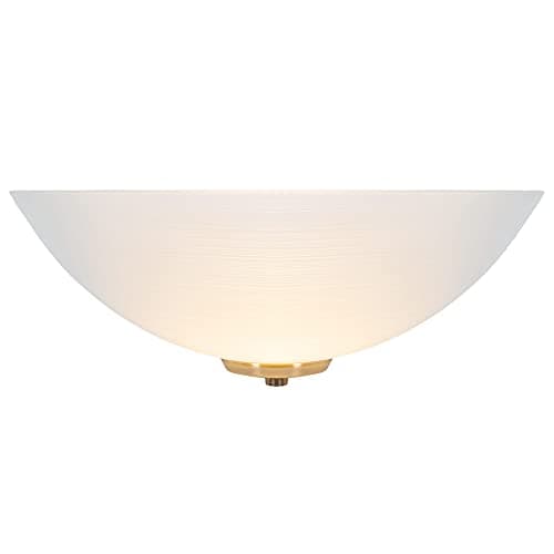 Image of Happy Homewares Traditional Antique Brass Trim Flush Wall Lamp Uplighter with Opal Swirl Glass Diffuser | 1 x 60w E27 | 30cm Width