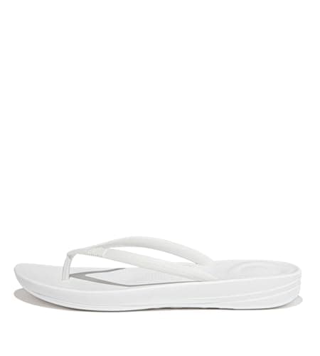 Image of FitFlop Women's iQushion Ergonomic Flip Flops - Lightweight & Comfortable with Natural Arch Support - Urban White - 4 UK