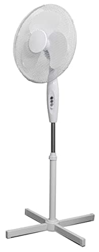 Image of Prem-i-air White 16 Inch (40 cm) Oscillating Cooling Pedestal Standing Fan with 3 Speed Settings, Adjustable Height and Fan Head Angle, and Quiet Operation For Homes, Bedrooms and offices