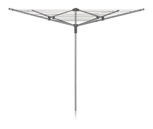 Image of Addis 40m 4 Arm Rotary Washing Line (Grey) Multiple Tension Adjustment, Folding Outdoor Rotating Clothes Dryer & Ground Spike MOB, Metallic