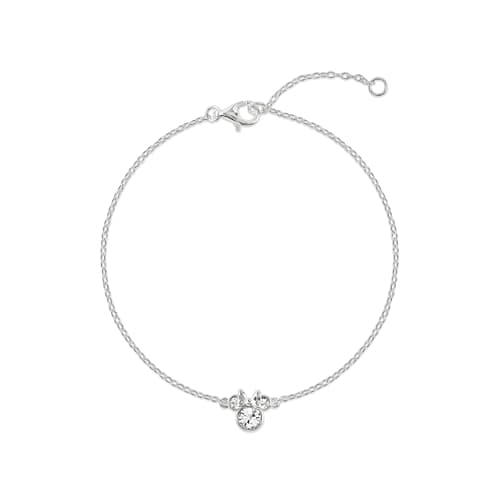 Image of Disney 925 Sterling Silver Minnie Mouse April Birthstone Bracelet, 6.75 Inch with 1 Inch Extender